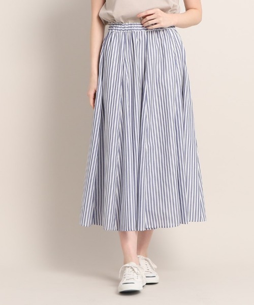 Dessin（デッサン）の「◆【新色登場・ウエストゴム】映えチェック/ストライプスカート<XS~L>（スカート・レディース・グリーン系その他3/ネイビー系7/レッド系3/イエロー系1/ガンメタ/モスグリーン系1/ブルー系1/ホワイト系5・00/03/01/02）」の2枚目の写真