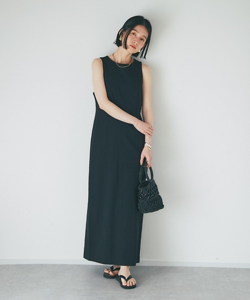 RIVE DROITE（リヴドロワ）の「MONN.:.(モン)/LINENワンピース（ワンピース・レディース・ベージュ/ブラック・FREE）」の2枚目の写真