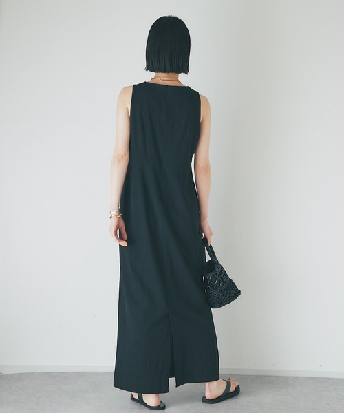 RIVE DROITE（リヴドロワ）の「MONN.:.(モン)/LINENワンピース（ワンピース・レディース・ベージュ/ブラック・FREE）」の10枚目の写真