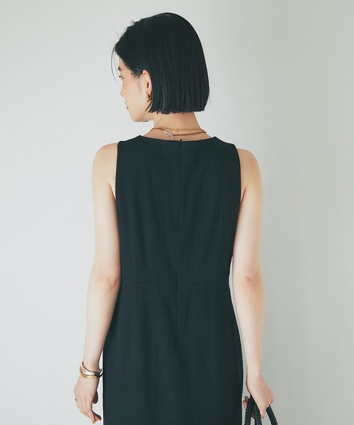 RIVE DROITE（リヴドロワ）の「MONN.:.(モン)/LINENワンピース（ワンピース・レディース・ベージュ/ブラック・FREE）」の6枚目の写真