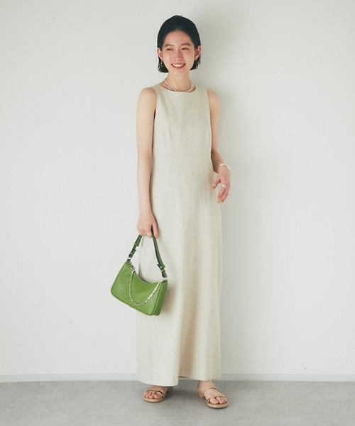 RIVE DROITE（リヴドロワ）の「MONN.:.(モン)/LINENワンピース（ワンピース・レディース・ベージュ/ブラック・FREE）」の14枚目の写真