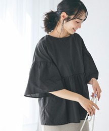 コットンライクベルスリーブブラウス