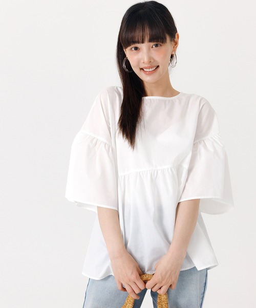 coca(coca)(コカ)の「コットンライクベルスリーブブラウス(シャツ/ブラウス・レディース・ブラック/ダークベージュ/ホワイト/グリーン・M/L)」の8枚目の写真