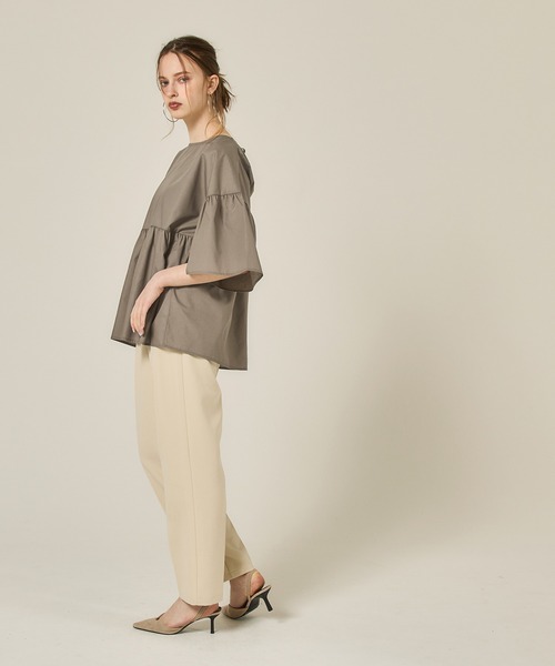 coca(coca)(コカ)の「コットンライクベルスリーブブラウス(シャツ/ブラウス・レディース・ブラック/ダークベージュ/ホワイト/グリーン・M/L)」の12枚目の写真