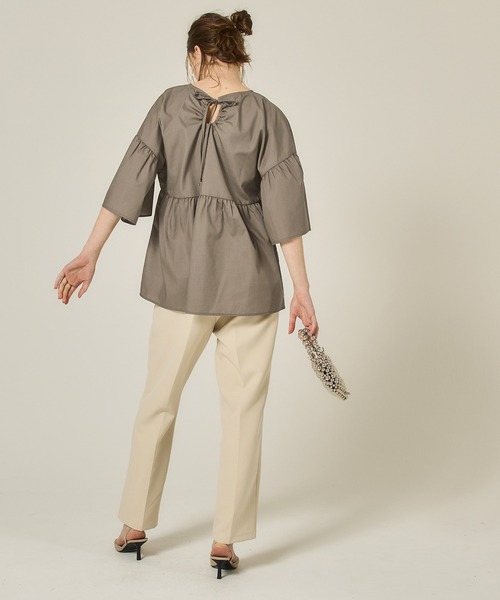 coca(coca)(コカ)の「コットンライクベルスリーブブラウス(シャツ/ブラウス・レディース・ブラック/ダークベージュ/ホワイト/グリーン・M/L)」の14枚目の写真