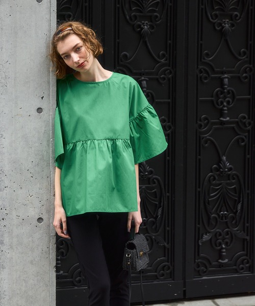 coca(coca)(コカ)の「コットンライクベルスリーブブラウス(シャツ/ブラウス・レディース・ブラック/ダークベージュ/ホワイト/グリーン・M/L)」の17枚目の写真