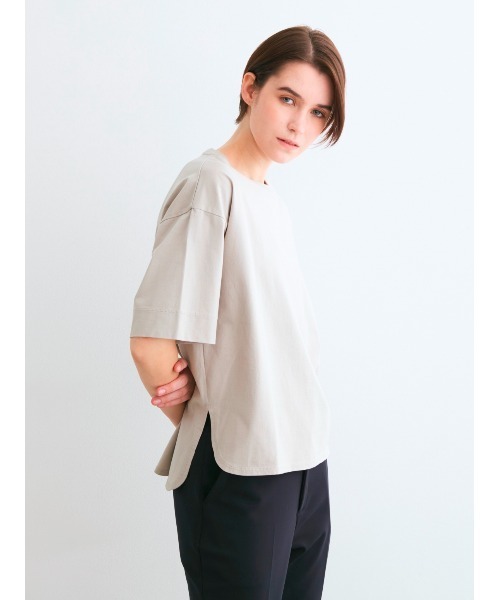 three dots(スリードッツ)の「スーパーファイン クルーネックTシャツ(Tシャツ/カットソー・レディース・グレー系その他/ホワイト・SMALL)」の10枚目の写真