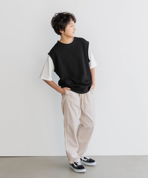 GLOBAL WORK(グローバルワーク)の「ワッフルベストSET/AND YUA ANY/ 162774(その他トップス・キッズ・ブラック/ベージュ・160cm/150cm)」の9枚目の写真