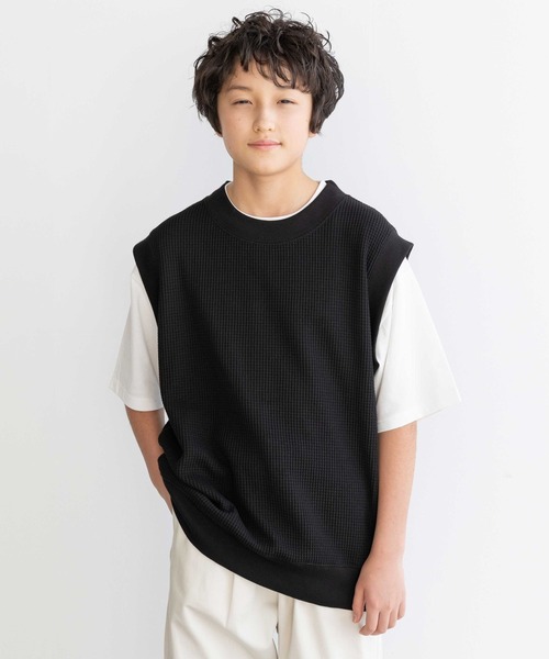 GLOBAL WORK(グローバルワーク)の「ワッフルベストSET/AND YUA ANY/ 162774(その他トップス・キッズ・ブラック/ベージュ・160cm/150cm)」の13枚目の写真