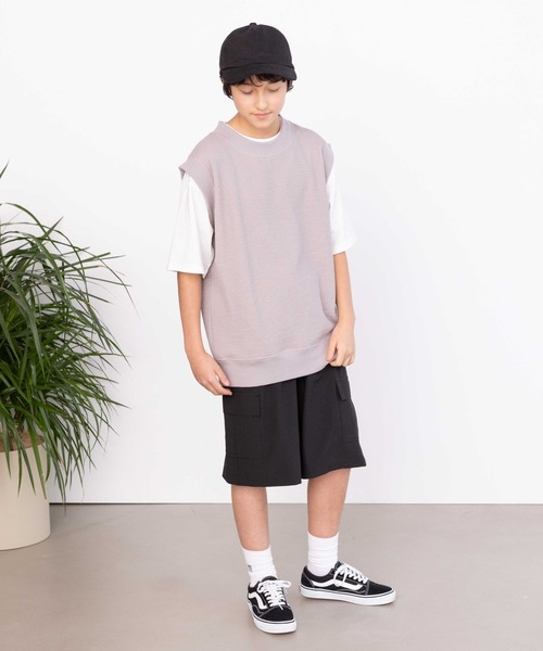GLOBAL WORK(グローバルワーク)の「ワッフルベストSET/AND YUA ANY/ 162774(その他トップス・キッズ・ブラック/ベージュ・160cm/150cm)」の16枚目の写真