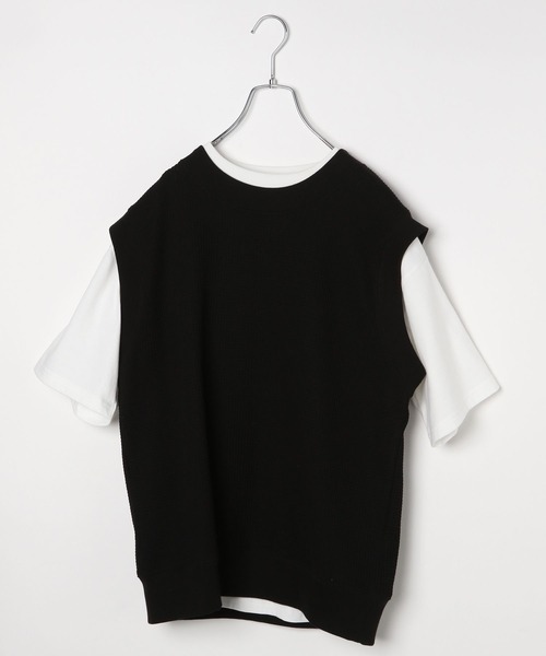 GLOBAL WORK(グローバルワーク)の「ワッフルベストSET/AND YUA ANY/ 162774(その他トップス・キッズ・ブラック/ベージュ・160cm/150cm)」の10枚目の写真