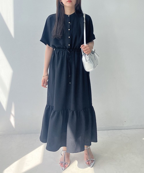 AS KNOW AS plus(アズノゥアズプラス)の「〇マッキンタックと釦ワンピース(ワンピース・レディース・ベージュ系/グリーン系/ブルー系/ブラック/ブラック系その他/ブラック系/グリーン系その他/ブルー系その他・FREE)」の4枚目の写真