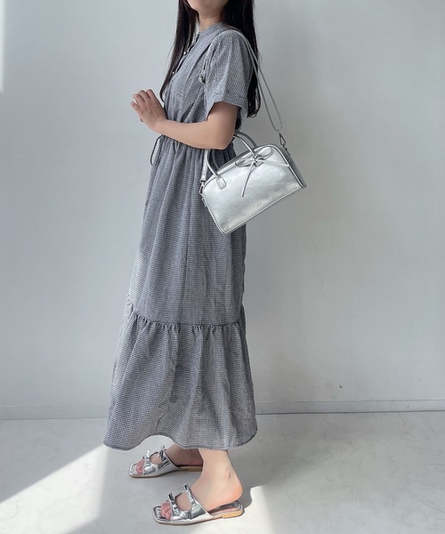 AS KNOW AS plus(アズノゥアズプラス)の「〇マッキンタックと釦ワンピース(ワンピース・レディース・ベージュ系/グリーン系/ブルー系/ブラック/ブラック系その他/ブラック系/グリーン系その他/ブルー系その他・FREE)」の3枚目の写真