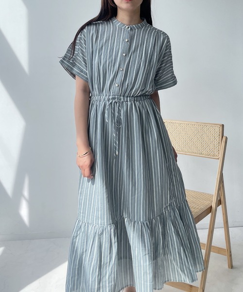 AS KNOW AS plus(アズノゥアズプラス)の「〇マッキンタックと釦ワンピース(ワンピース・レディース・ベージュ系/グリーン系/ブルー系/ブラック/ブラック系その他/ブラック系/グリーン系その他/ブルー系その他・FREE)」の10枚目の写真