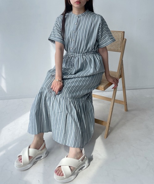 AS KNOW AS plus(アズノゥアズプラス)の「〇マッキンタックと釦ワンピース(ワンピース・レディース・ベージュ系/グリーン系/ブルー系/ブラック/ブラック系その他/ブラック系/グリーン系その他/ブルー系その他・FREE)」の16枚目の写真