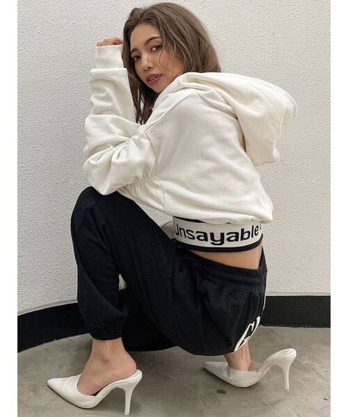 GYDA(ジェイダ)の「GYDA EMBROIDERYスウェットジョガーパンツ(スウェットパンツ・レディース・ベージュ/ブラック・FREE)」の6枚目の写真