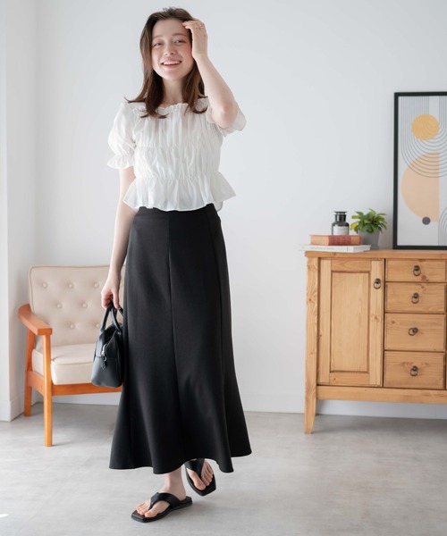 WEGO（ウィゴー）の「WEGO/シャーリングブラウス（シャツ/ブラウス・レディース・ホワイト/ブラック・FREE）」の14枚目の写真