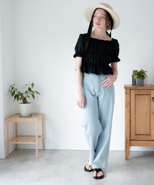 WEGO（ウィゴー）の「WEGO/シャーリングブラウス（シャツ/ブラウス・レディース・ホワイト/ブラック・FREE）」の16枚目の写真