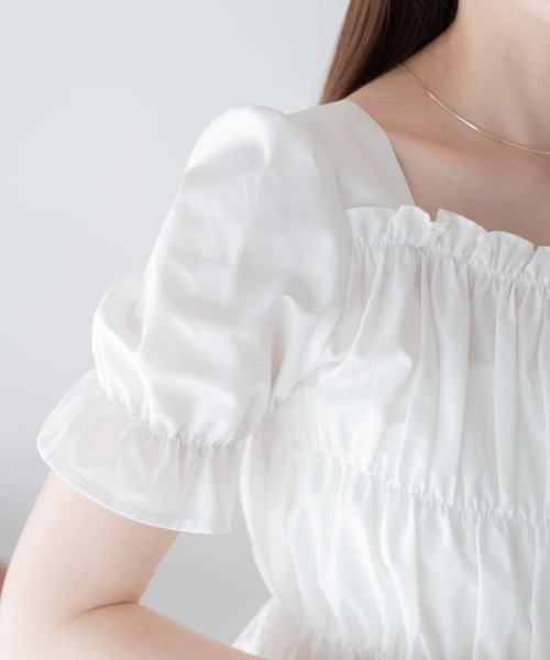 WEGO（ウィゴー）の「WEGO/シャーリングブラウス（シャツ/ブラウス・レディース・ホワイト/ブラック・FREE）」の3枚目の写真