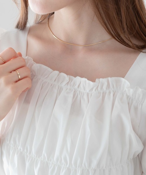 WEGO（ウィゴー）の「WEGO/シャーリングブラウス（シャツ/ブラウス・レディース・ホワイト/ブラック・FREE）」の6枚目の写真