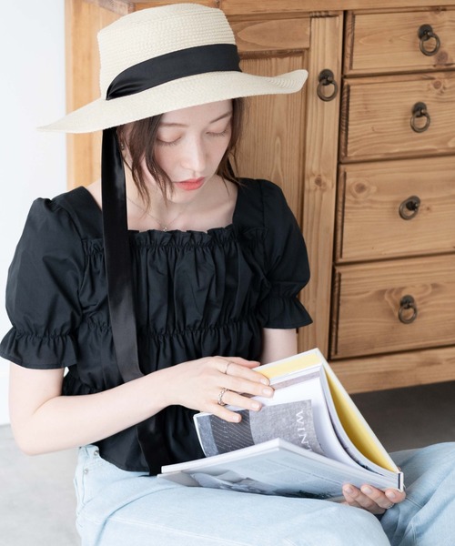 WEGO（ウィゴー）の「WEGO/シャーリングブラウス（シャツ/ブラウス・レディース・ホワイト/ブラック・FREE）」の5枚目の写真