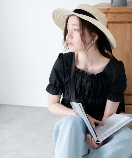 WEGO（ウィゴー）の「WEGO/シャーリングブラウス（シャツ/ブラウス・レディース・ホワイト/ブラック・FREE）」の8枚目の写真