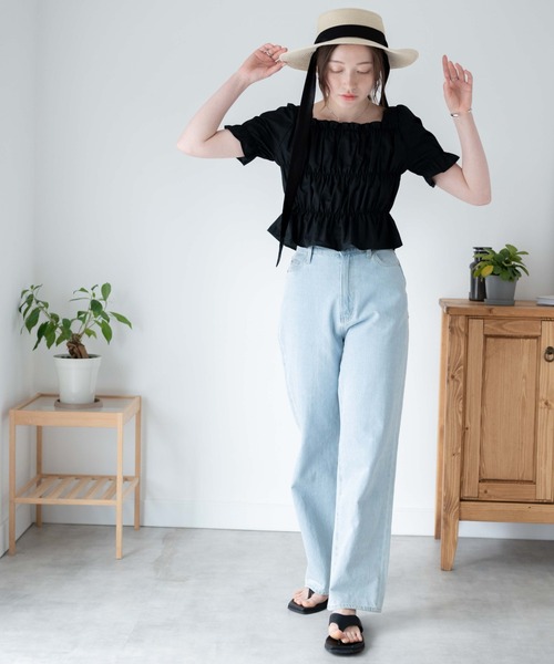 WEGO（ウィゴー）の「WEGO/シャーリングブラウス（シャツ/ブラウス・レディース・ホワイト/ブラック・FREE）」の12枚目の写真