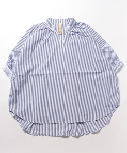 Q（キュー）の「BACKギャザースキッパーシャツ（シャツ/ブラウス・レディース・アイボリー/ブルー系・MEDIUM）」の3枚目の写真