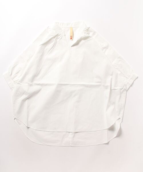 Q（キュー）の「BACKギャザースキッパーシャツ（シャツ/ブラウス・レディース・アイボリー/ブルー系・MEDIUM）」の4枚目の写真