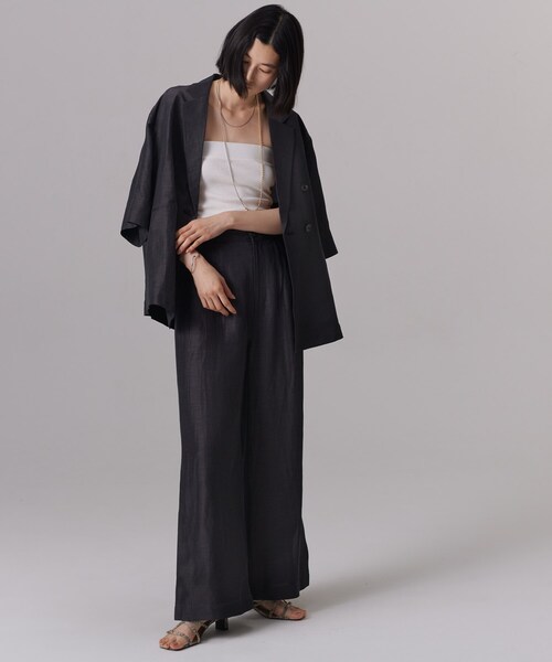 GALLEST（ギャレスト）の「【BAILA6月号掲載】エシカルシャンブレーワイドパンツ（その他パンツ・レディース・チャコール/ブルー系8・40/38/36）」の4枚目の写真