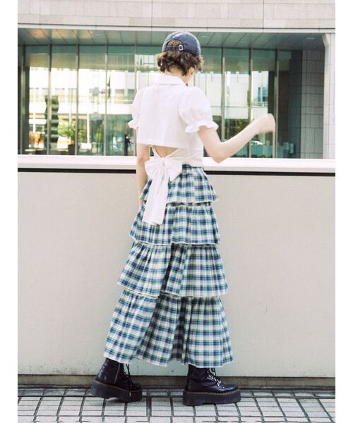 jouetie（ジュエティ）の「サマーチェックティアードロングスカート（スカート・レディース・ピンク/ブルー/グリーン・MEDIUM）」の13枚目の写真
