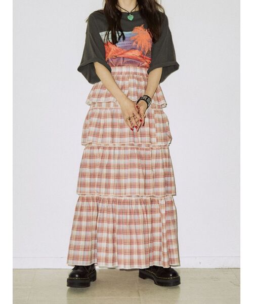 jouetie（ジュエティ）の「サマーチェックティアードロングスカート（スカート・レディース・ピンク/ブルー/グリーン・MEDIUM）」の15枚目の写真