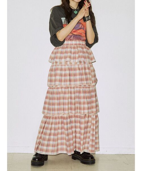 jouetie（ジュエティ）の「サマーチェックティアードロングスカート（スカート・レディース・ピンク/ブルー/グリーン・MEDIUM）」の16枚目の写真