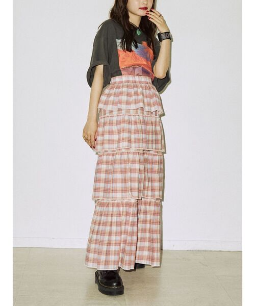jouetie（ジュエティ）の「サマーチェックティアードロングスカート（スカート・レディース・ピンク/ブルー/グリーン・MEDIUM）」の17枚目の写真