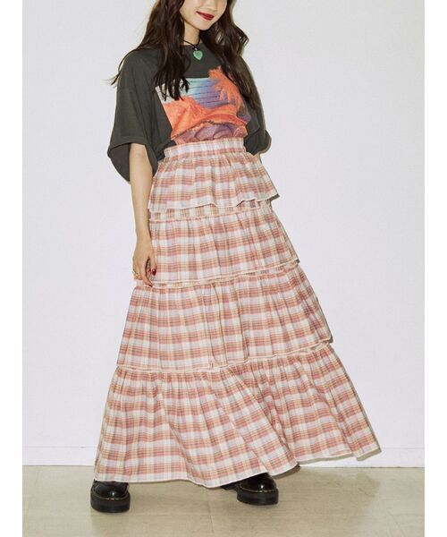 jouetie（ジュエティ）の「サマーチェックティアードロングスカート（スカート・レディース・ピンク/ブルー/グリーン・MEDIUM）」の18枚目の写真