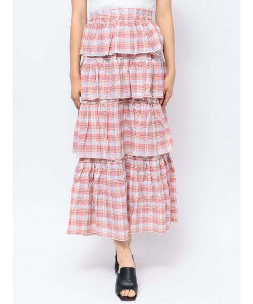 jouetie（ジュエティ）の「サマーチェックティアードロングスカート（スカート・レディース・ピンク/ブルー/グリーン・MEDIUM）」の8枚目の写真