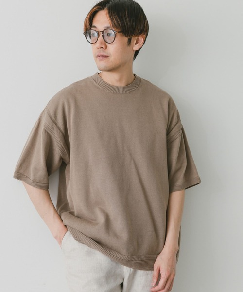 URBAN RESEARCH DOORS(アーバンリサーチドアーズ)の「ガンジー風ニットプルオーバー(ニット/セーター・メンズ・ネイビー/モカ/ライトベージュ・MEDIUM/LARGE)」の2枚目の写真