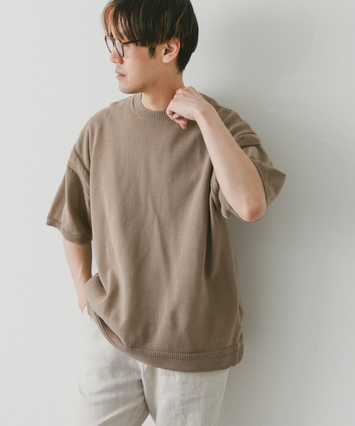 URBAN RESEARCH DOORS(アーバンリサーチドアーズ)の「ガンジー風ニットプルオーバー(ニット/セーター・メンズ・ネイビー/モカ/ライトベージュ・MEDIUM/LARGE)」の9枚目の写真