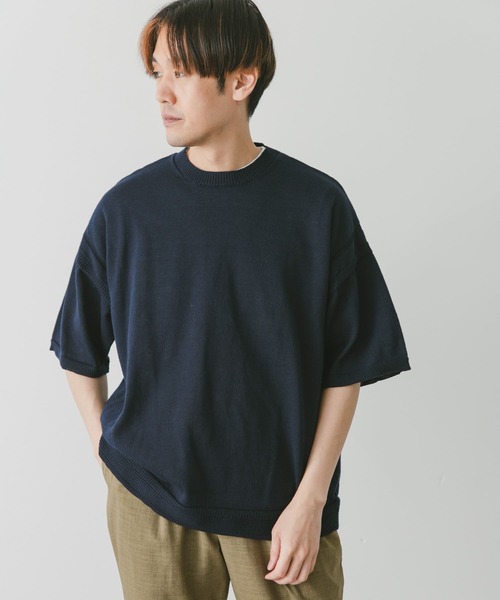 URBAN RESEARCH DOORS(アーバンリサーチドアーズ)の「ガンジー風ニットプルオーバー(ニット/セーター・メンズ・ネイビー/モカ/ライトベージュ・MEDIUM/LARGE)」の10枚目の写真