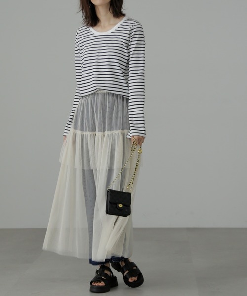 FREE'S MART（フリーズマート）の「◆チュールティアードマキシスカート（スカート・レディース・ホワイト/グリーン/ブラック・SMALL/MEDIUM）」の9枚目の写真