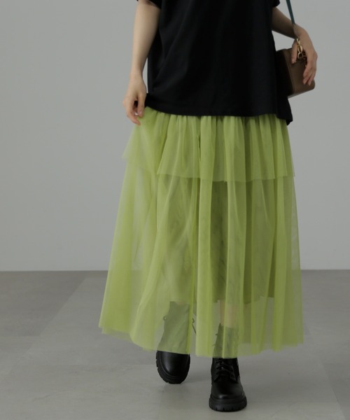 FREE'S MART（フリーズマート）の「◆チュールティアードマキシスカート（スカート・レディース・ホワイト/グリーン/ブラック・SMALL/MEDIUM）」の10枚目の写真