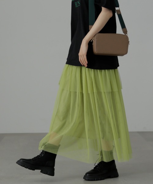 FREE'S MART（フリーズマート）の「◆チュールティアードマキシスカート（スカート・レディース・ホワイト/グリーン/ブラック・SMALL/MEDIUM）」の15枚目の写真