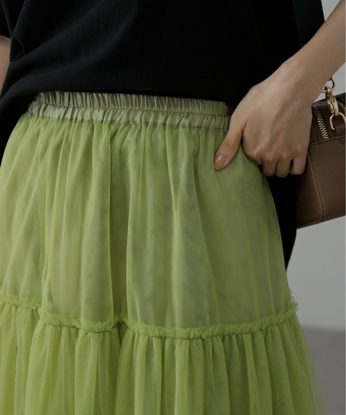 FREE'S MART（フリーズマート）の「◆チュールティアードマキシスカート（スカート・レディース・ホワイト/グリーン/ブラック・SMALL/MEDIUM）」の17枚目の写真