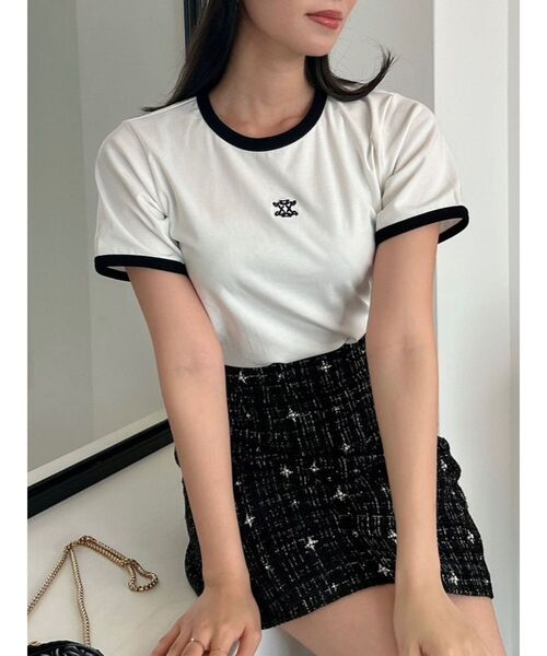 dazzlin（ダズリン）の「スクエアロゴTシャツ（Tシャツ/カットソー・レディース・ピンク/ブラック/オフホワイト・FREE）」の2枚目の写真