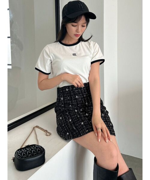 dazzlin（ダズリン）の「スクエアロゴTシャツ（Tシャツ/カットソー・レディース・ピンク/ブラック/オフホワイト・FREE）」の5枚目の写真