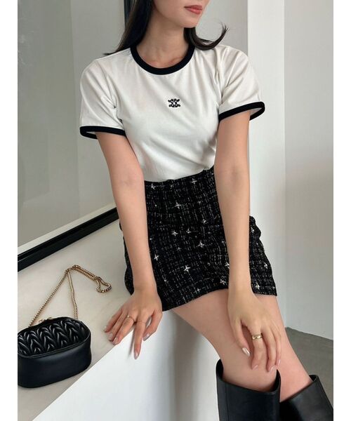 dazzlin（ダズリン）の「スクエアロゴTシャツ（Tシャツ/カットソー・レディース・ピンク/ブラック/オフホワイト・FREE）」の7枚目の写真