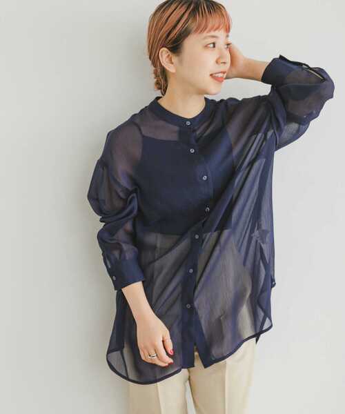 ITEMS URBANRESEARCH（アイテムズ アーバンリサーチ）の「シアーヨウリュウバンドカラーシャツ（シャツ/ブラウス・レディース・ネイビー/ラベンダー/その他1・FREE）」の11枚目の写真