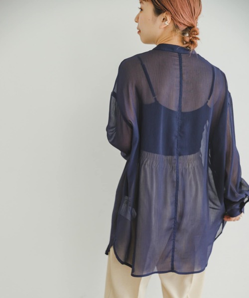 ITEMS URBANRESEARCH（アイテムズ アーバンリサーチ）の「シアーヨウリュウバンドカラーシャツ（シャツ/ブラウス・レディース・ネイビー/ラベンダー/その他1・FREE）」の12枚目の写真