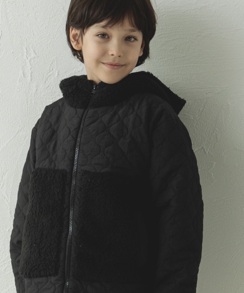 pairmanon（ペアマノン）の「ボアフリース フード キルティング ファスナー ジャケット（その他アウター・キッズ・ピンク/ブラウン/ブラック・130/120/100/110/90/150/140）」の2枚目の写真