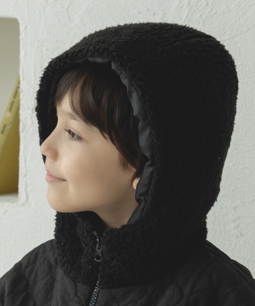 pairmanon（ペアマノン）の「ボアフリース フード キルティング ファスナー ジャケット（その他アウター・キッズ・ピンク/ブラウン/ブラック・130/120/100/110/90/150/140）」の4枚目の写真